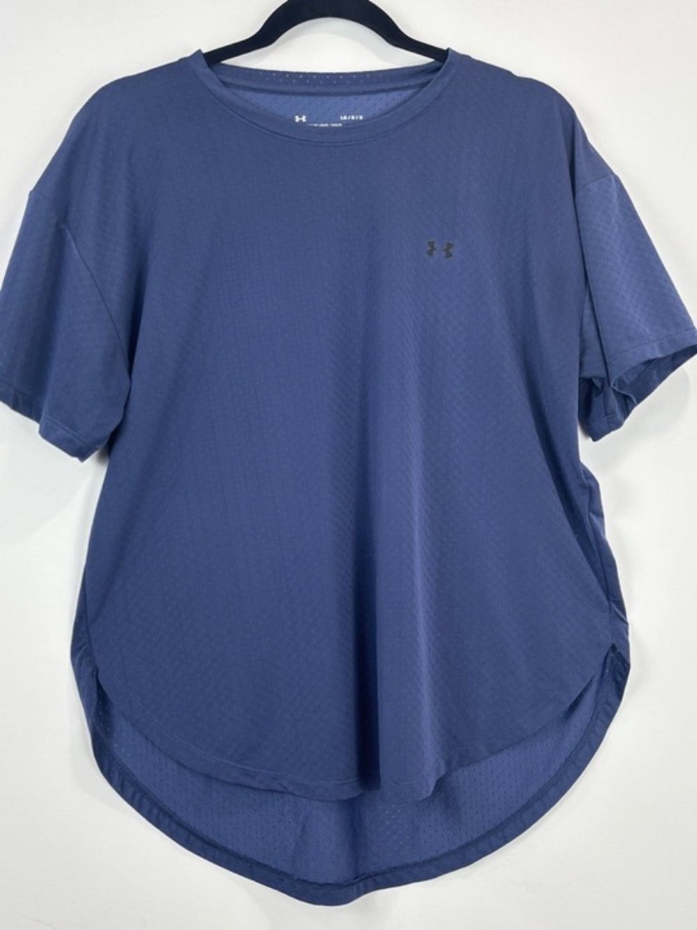 Under Armour HeatGear Loose Fit Blue Athletic Tee LG Breathable Performance Work
